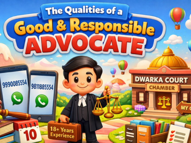 Experienced advocate at Dwarka Court Delhi showcasing professionalism, ethics and legal expertise in courtroom practice