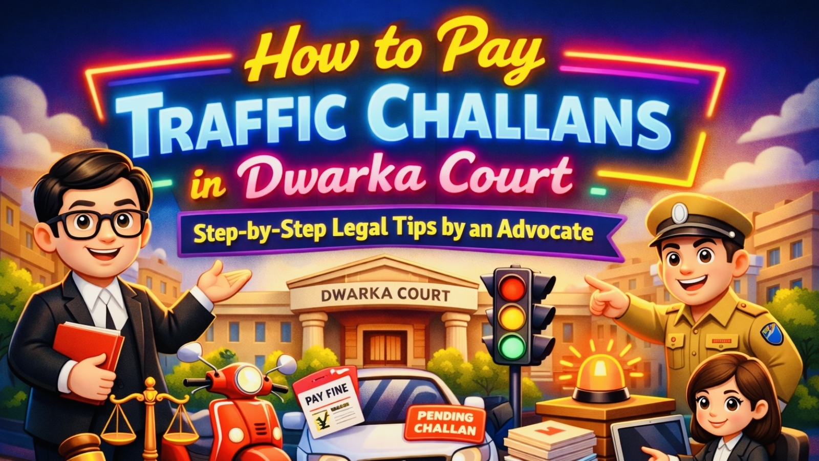 how to pay traffic challan in Dwarka Court by expert advocate