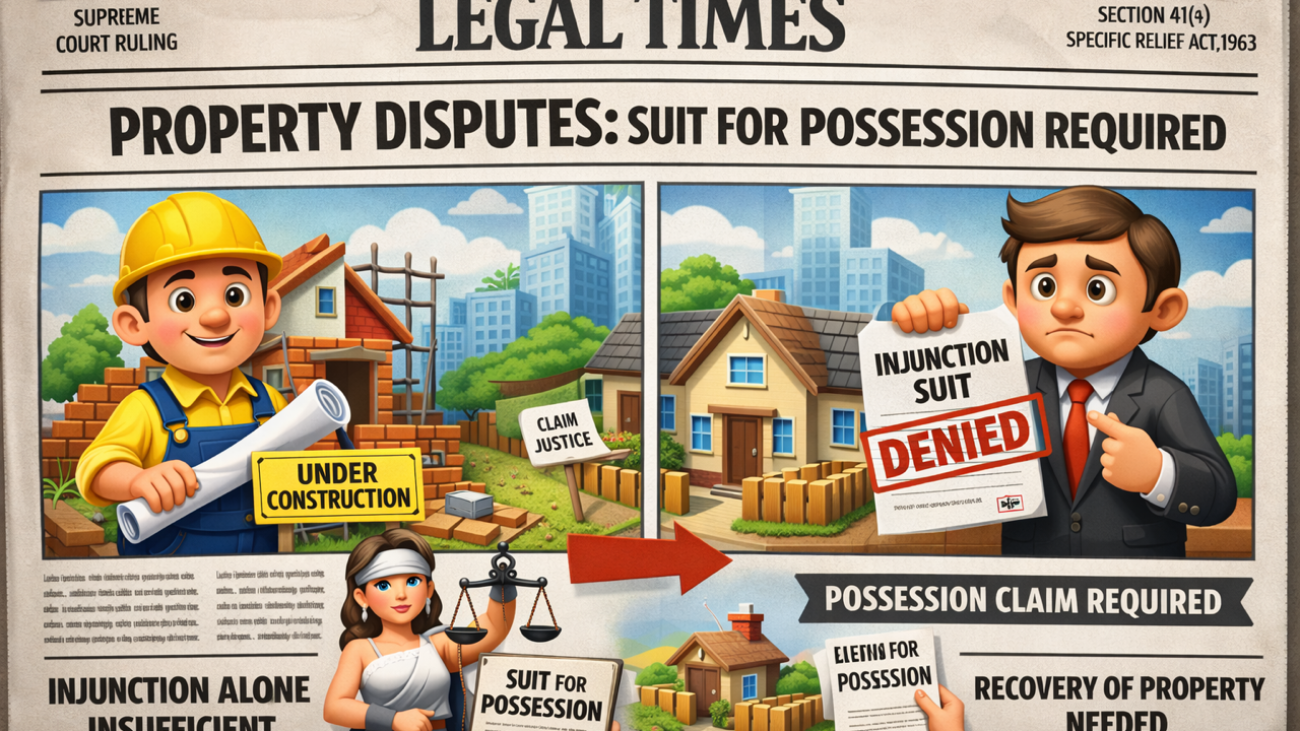 Supreme Court judgment on property dispute requiring suit for possession instead of injunction