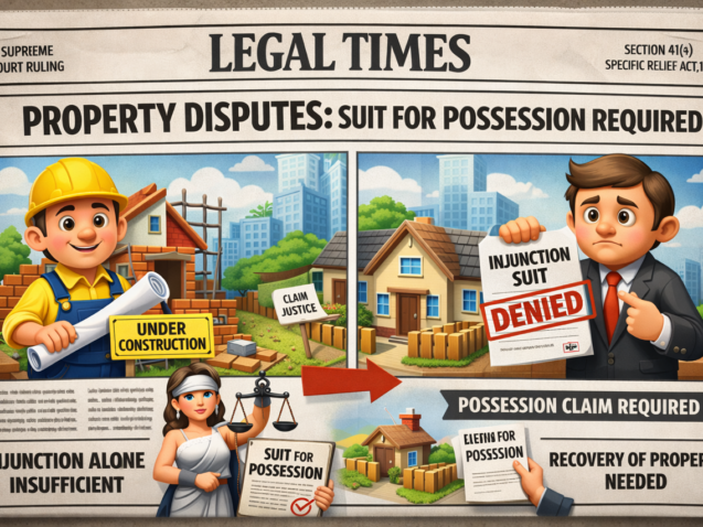 Supreme Court judgment on property dispute requiring suit for possession instead of injunction