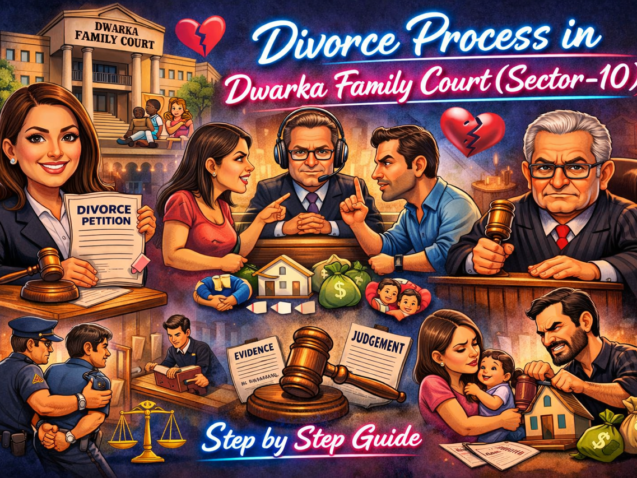Divorce Lawyer in Dwarka Family Court Sector-10 explaining step-by-step divorce process including mediation, maintenance and custody stages.