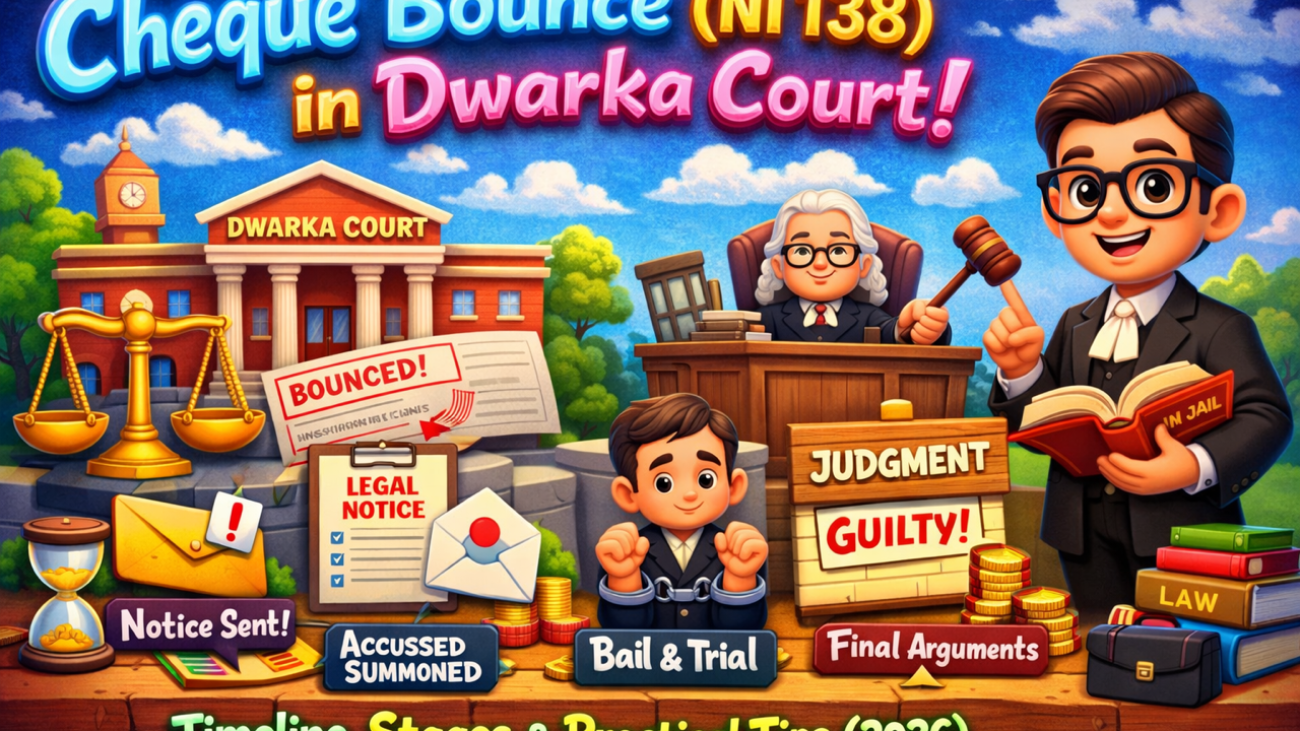 Step-by-step NI 138 cheque dishonour case process at Dwarka Court, Sector-10 – Expert legal representation with 18+ years experience.