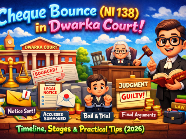 Step-by-step NI 138 cheque dishonour case process at Dwarka Court, Sector-10 – Expert legal representation with 18+ years experience.