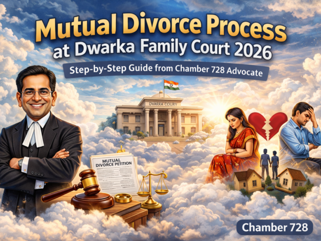 Couple filing mutual divorce petition at Family Court in Dwarka Court Sector 10 with experienced divorce lawyer assistance.