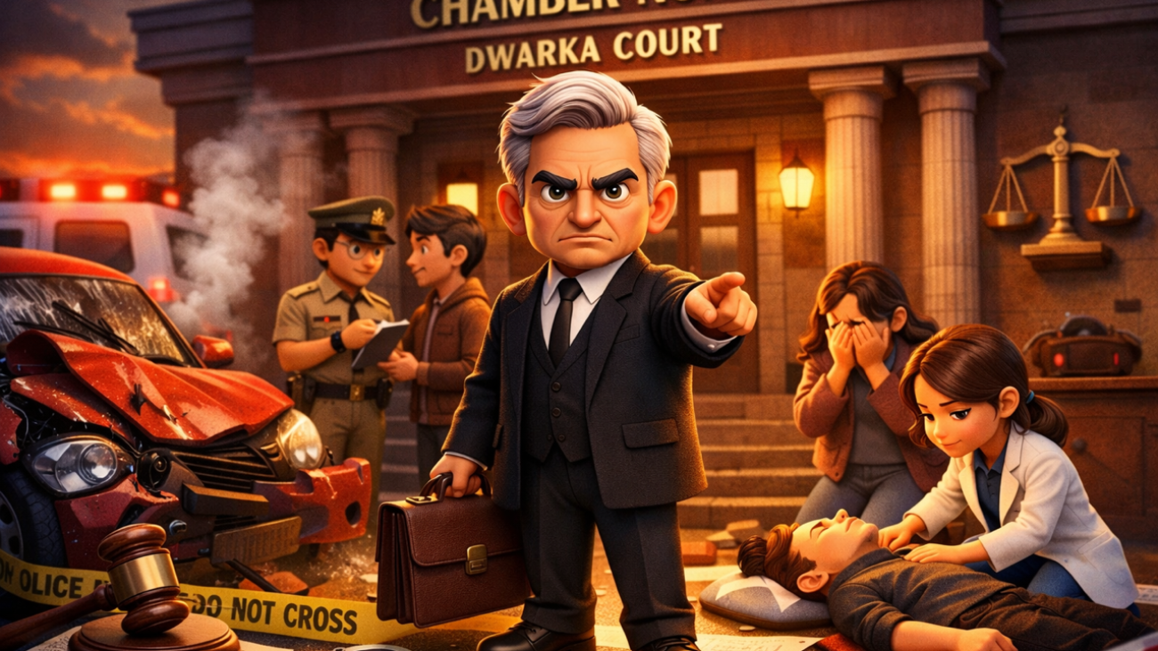 Criminal lawyer defending death by negligent driving case at Dwarka Court with bail and trial strategy consultation in 2026.