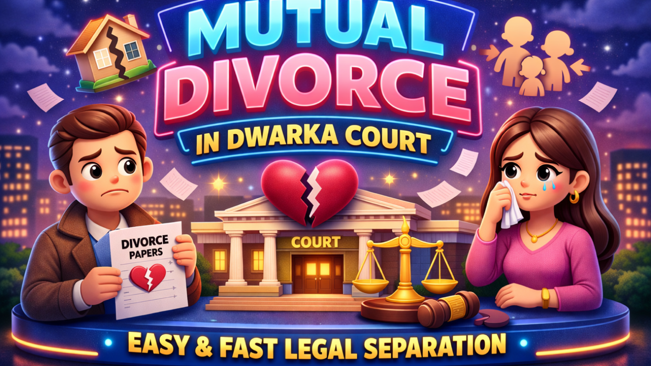 Mutual divorce in Dwarka Court Family Court Delhi with advocate assisting couple