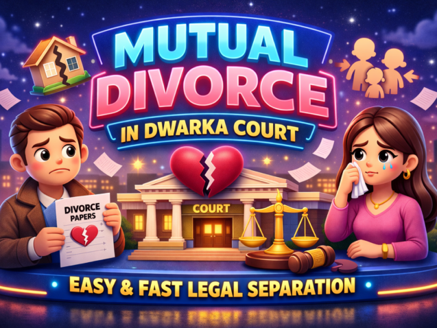 Mutual divorce in Dwarka Court Family Court Delhi with advocate assisting couple
