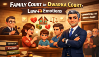 Family Court hearing at Dwarka Court showing judge balancing law and emotions in divorce and child custody matter