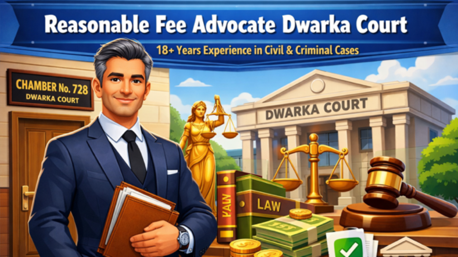 Reasonable Fee Advocate Dwarka Court 18 years experienced criminal civil lawyer