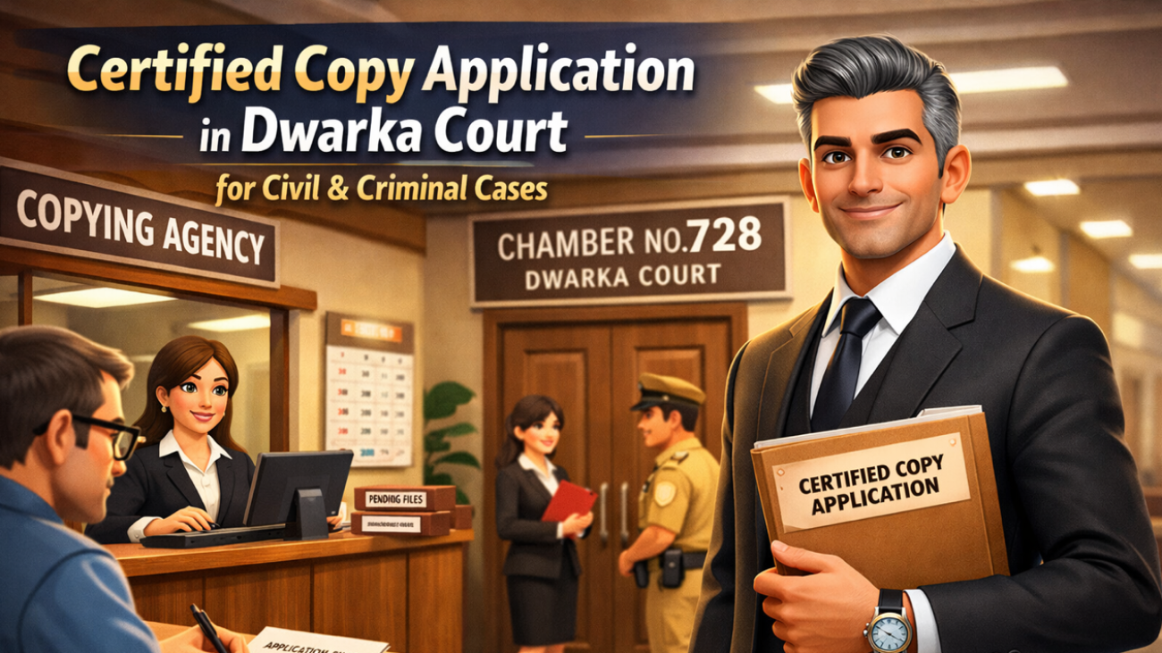 Advocate applying for certified copy at Dwarka Court copying agency for civil and criminal cases in Delhi