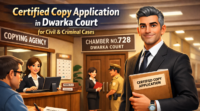 Advocate applying for certified copy at Dwarka Court copying agency for civil and criminal cases in Delhi