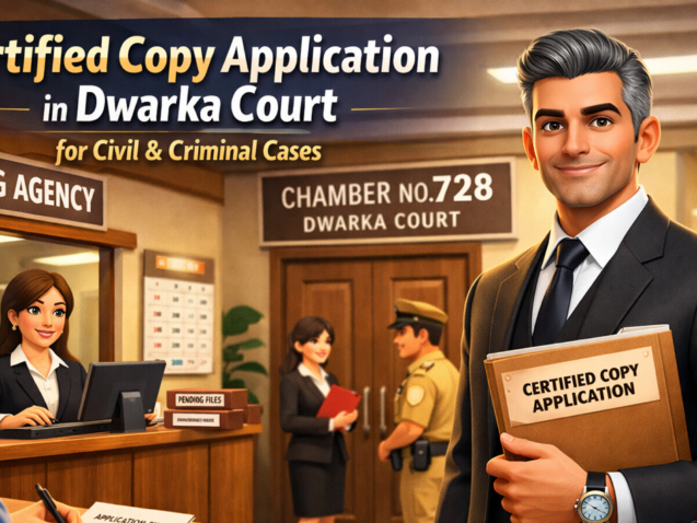 Advocate applying for certified copy at Dwarka Court copying agency for civil and criminal cases in Delhi