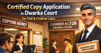 Advocate applying for certified copy at Dwarka Court copying agency for civil and criminal cases in Delhi