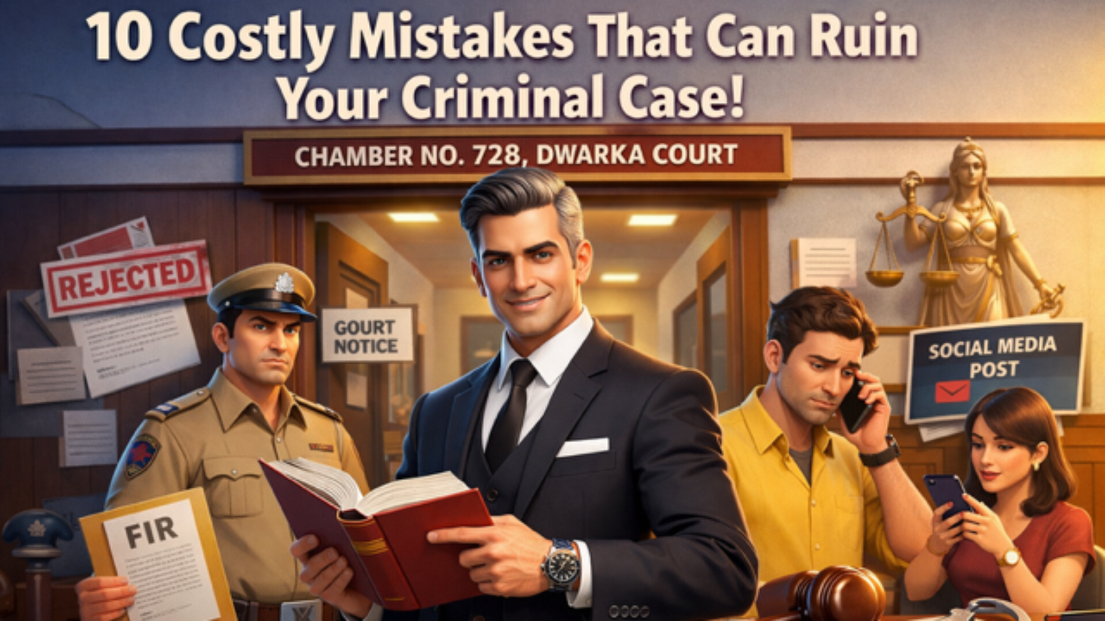 Criminal Lawyer Dwarka Court explaining legal mistakes to avoid in criminal cases