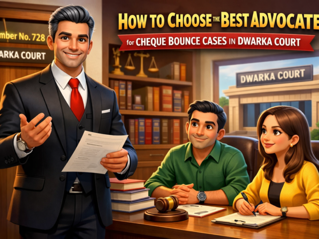 Best Cheque Bounce Advocate Dwarka Court explaining Section 138 NI Act case strategy to client at Dwarka District Court Delhi