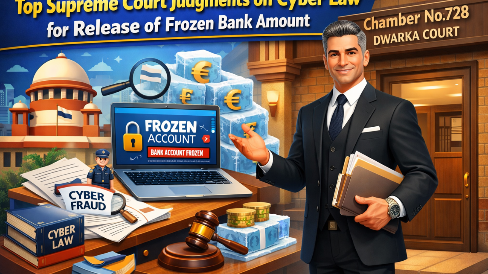 Top Supreme Court Judgements on Cyber Law for Release of Frozen Bank Amount – Cyber Case Advocate Dwarka Court