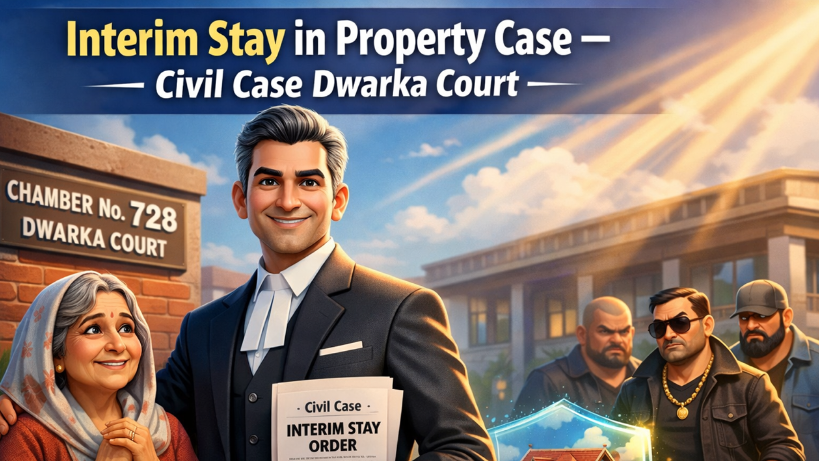Best Property Lawyer Dwarka obtaining interim stay order in Civil Case Dwarka Court to protect property in Najafgarh from illegal possession attempt
