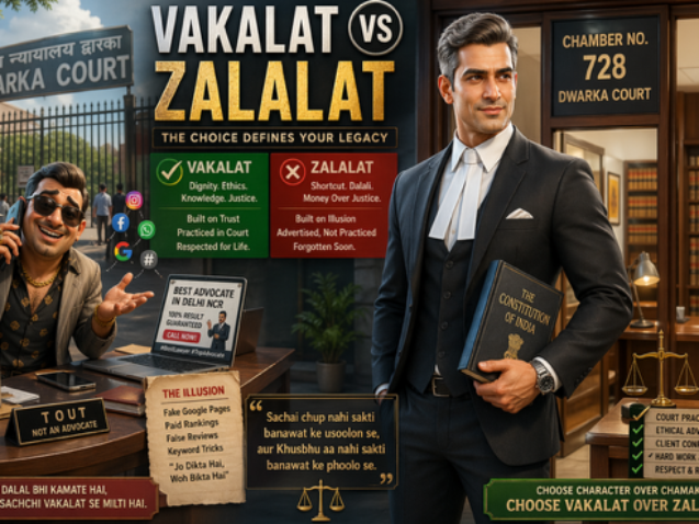 Advocate Dwarka Court ethical vs unethical legal practice illustration