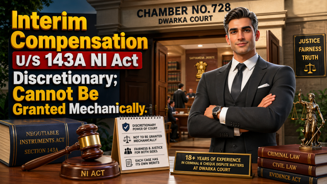 Section 143A NI Act explained for cheque case Dwarka Court