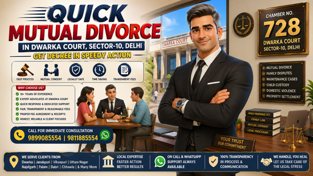 Quick Mutual Divorce Advocate in Dwarka Court