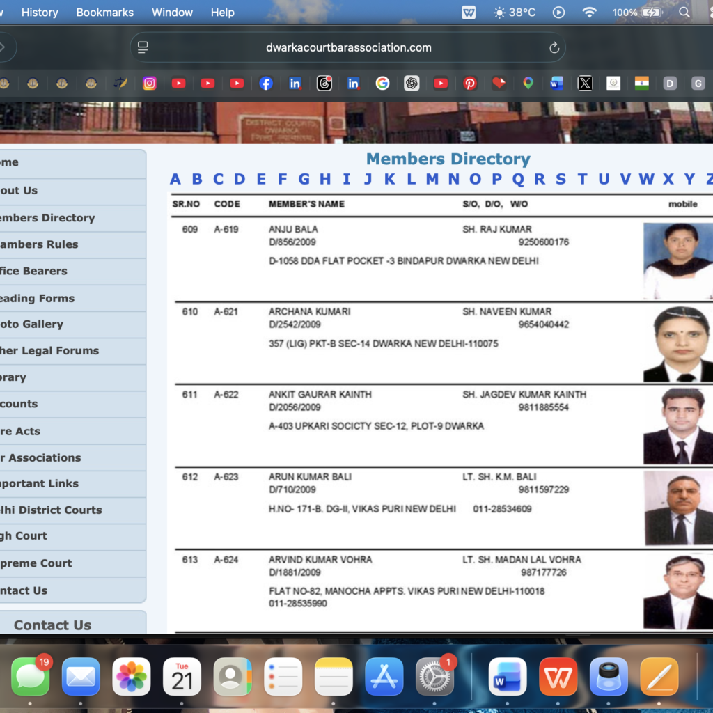 Screen Shot of Dwarka Court Bar Association of Ankit Gaurav kainth 