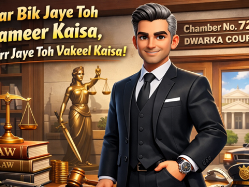 Advocate Dwarka Court professional lawyer standing confidently with court background