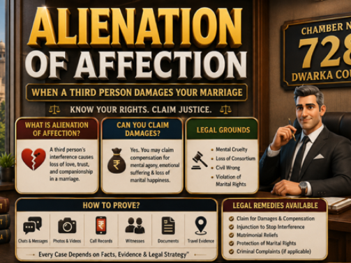 Alienation of Affection case advocate in Dwarka Court explaining damages and matrimonial legal remedies