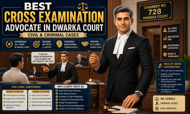 Cross examination advocate in Dwarka Court civil criminal cases