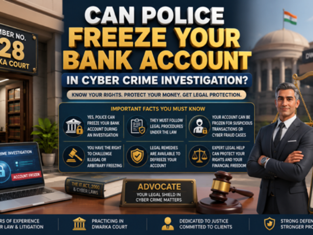 Best Cyber Crime Lawyer in Dwarka Delhi helping clients in frozen bank account and cyber FIR cases