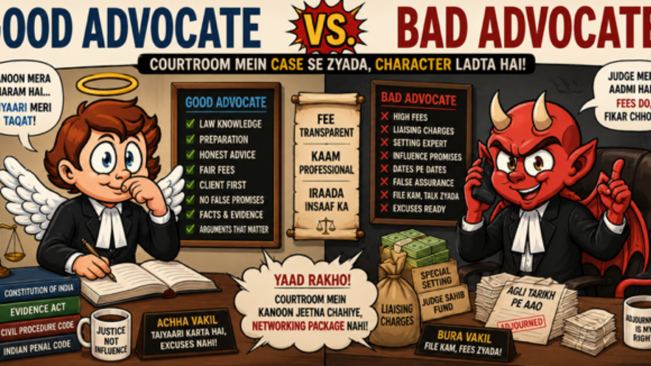 Experienced & Ethical Advocate in Dwarka Court explaining difference between good and bad advocate