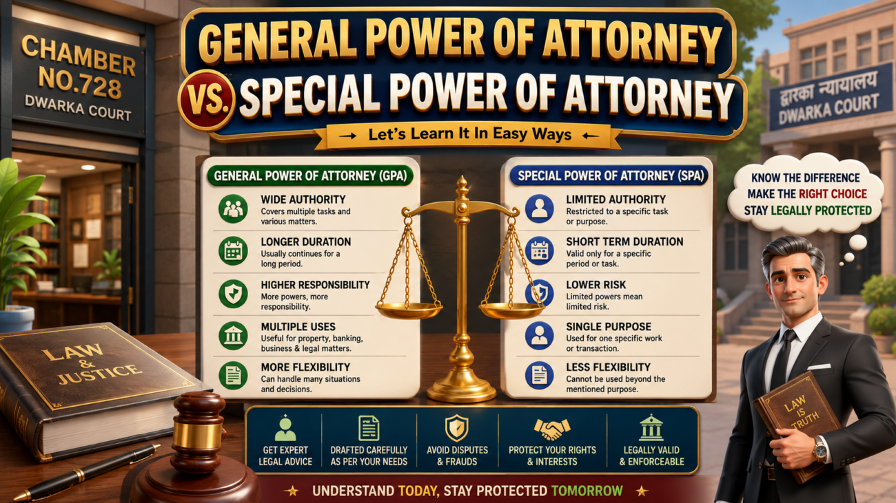 General Power of Attorney Vs. Special Power of Attorney explained by Dwarka Court advocate