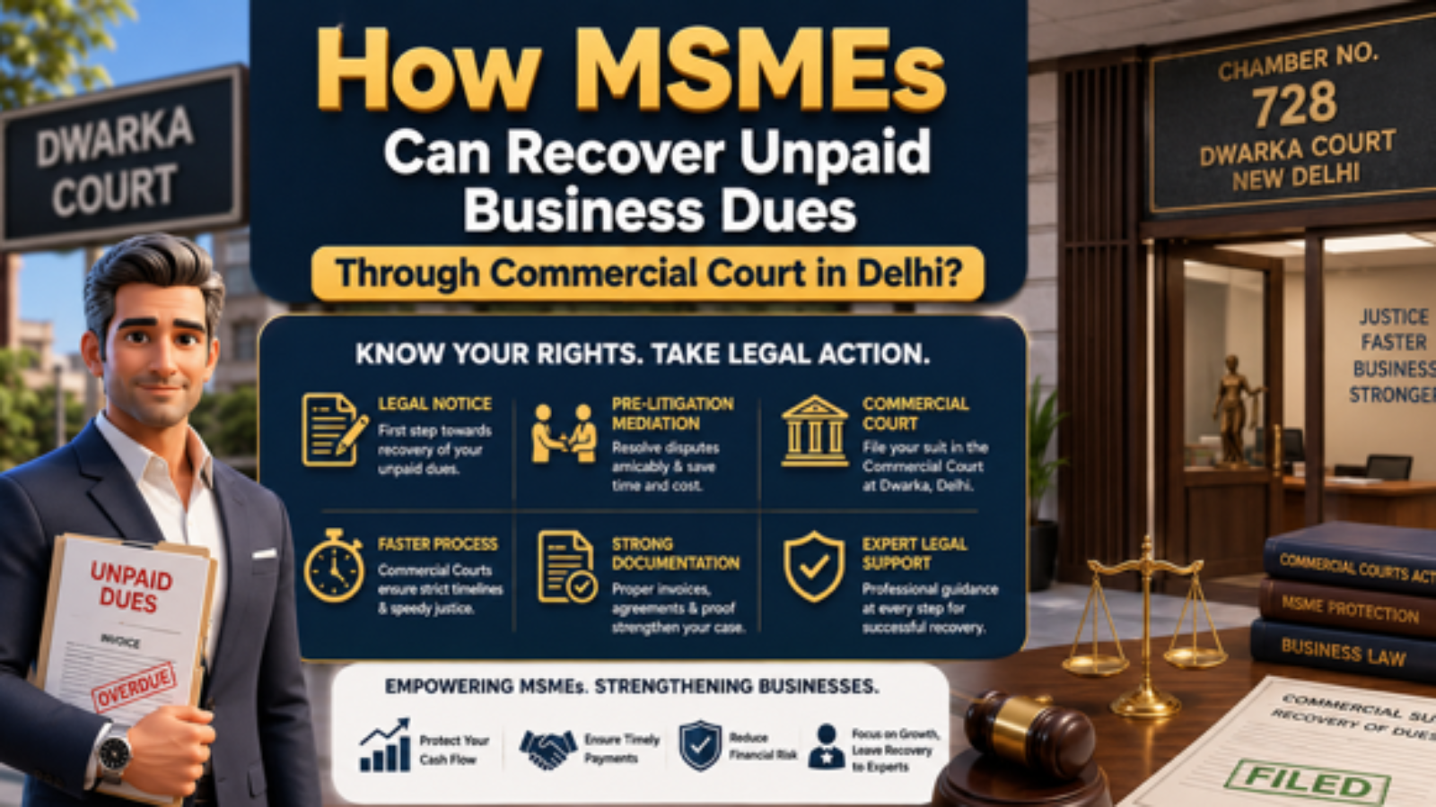 Commercial Court Advocate in Dwarka Court Delhi helping MSMEs recover unpaid business dues