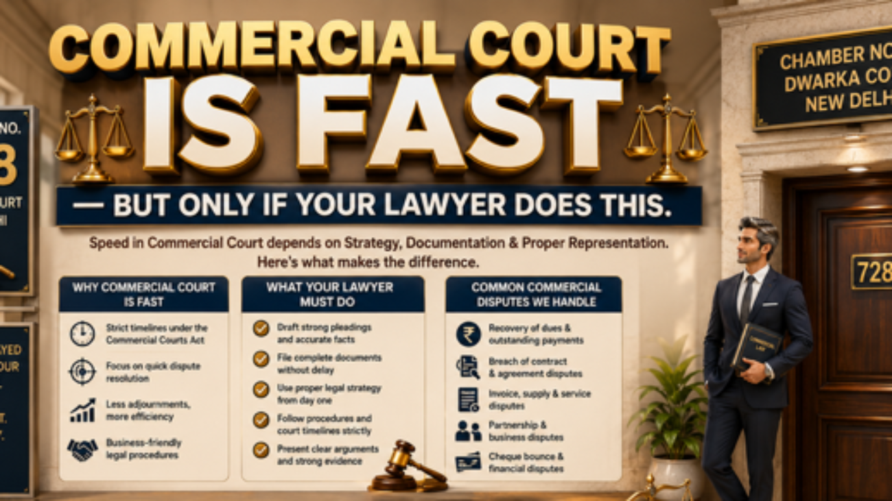 Commercial Court Advocate in Dwarka Court Delhi handling fast commercial litigation matters