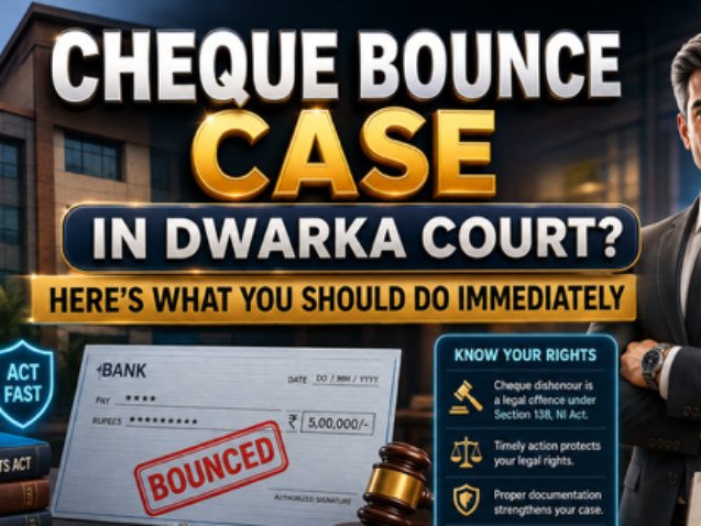 Cheque Bounce Case in Dwarka Court explained by an Advocate in Dwarka Court with legal process, documents, and important steps under the Negotiable Instruments Act.