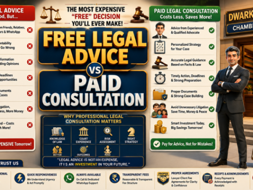 Advocate explaining the difference between free legal advice and paid legal consultation near Dwarka Court