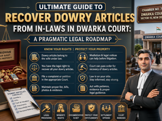 Advocate explaining the legal process to recover dowry articles in Dwarka Court, Delhi
