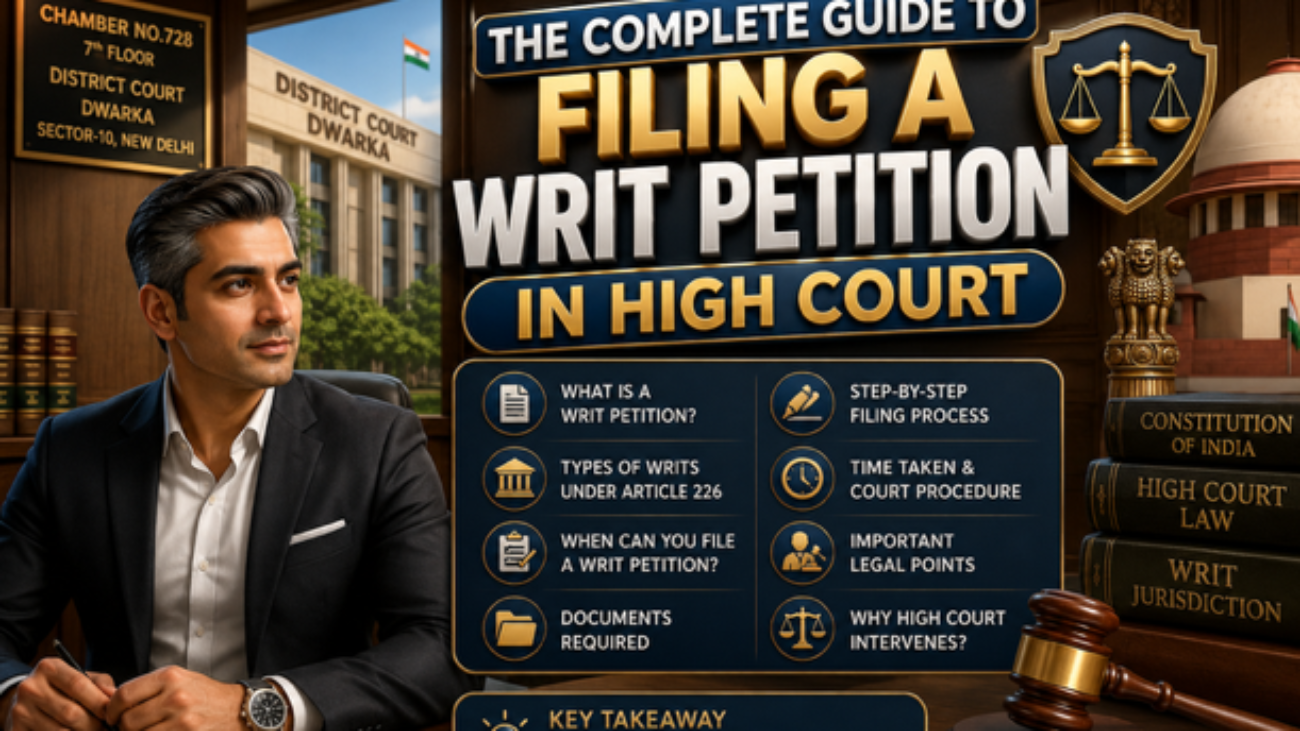 Advocate explaining the procedure for filing a Writ Petition in High Court for clients from Dwarka Court and Delhi.