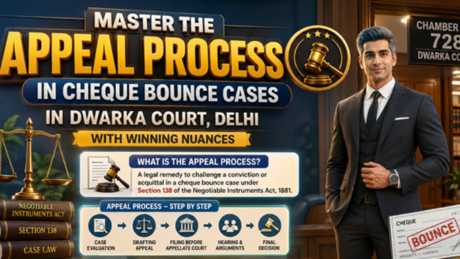 Appeal Process in Cheque Bounce Cases in Dwarka Court explained by Advocate in Dwarka Court Delhi