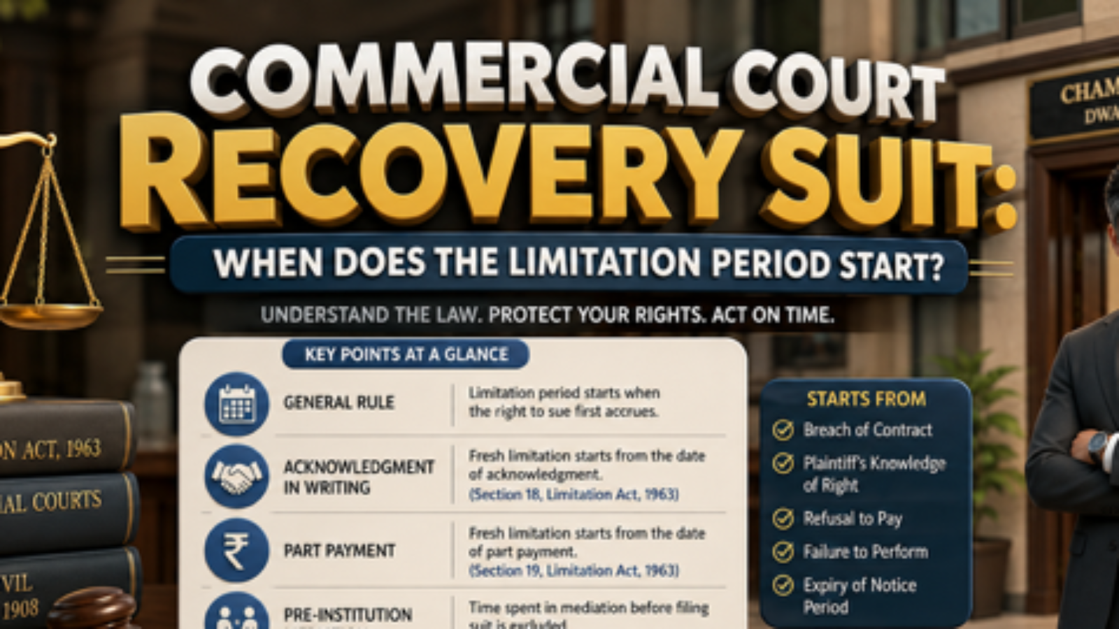 Commercial Court Recovery Suit limitation period explained by Advocate in Dwarka Court Delhi
