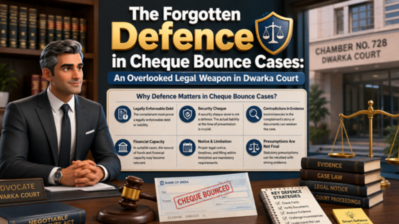 Defence in Cheque Bounce cases before Dwarka Court Delhi