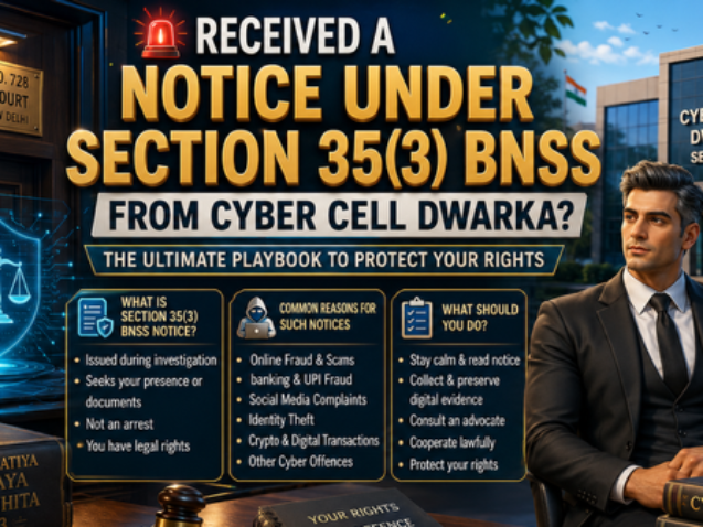 Advocate explaining Notice Under Section 35(3) BNSS from Cyber Cell Dwarka and legal rights