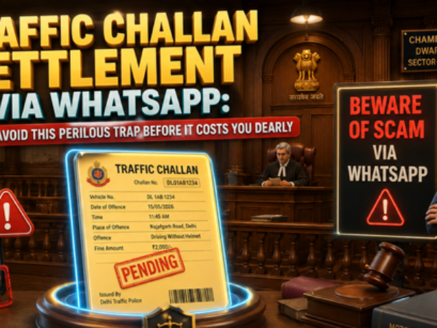 Traffic Challan Settlement via WhatsApp scam warning in Delhi