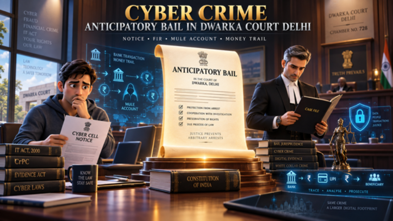 Cyber Crime Anticipatory Bail in Dwarka Court Delhi for cyber fraud FIR, mule account, money trail and Cyber Cell notice cases