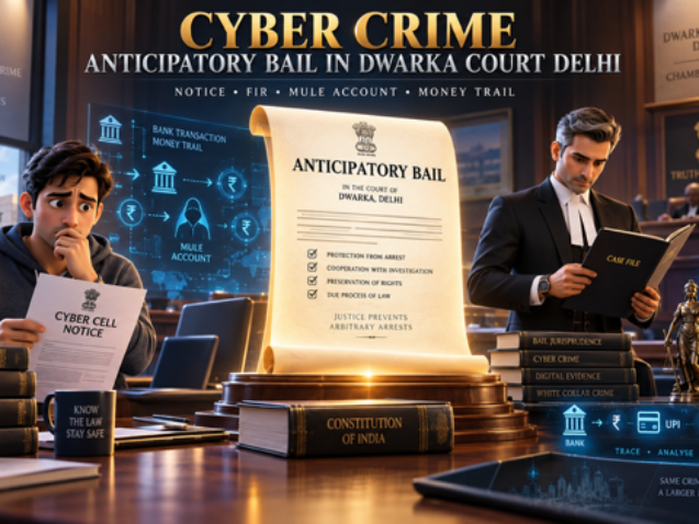 Cyber Crime Anticipatory Bail in Dwarka Court Delhi for cyber fraud FIR, mule account, money trail and Cyber Cell notice cases